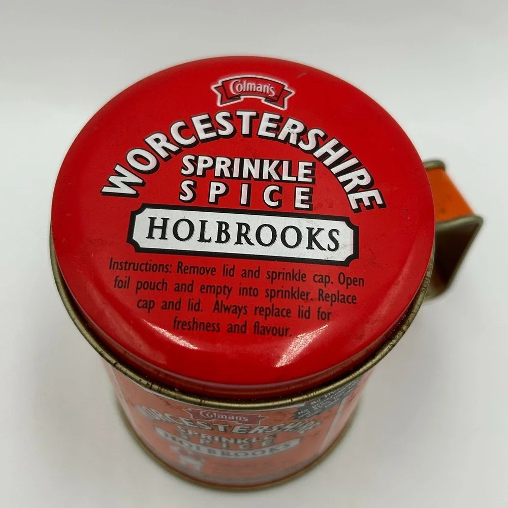 Colman's Worcestershire Sprinkle Spice Seasoning Shaker Jar, Handle, Lid, Sifter
